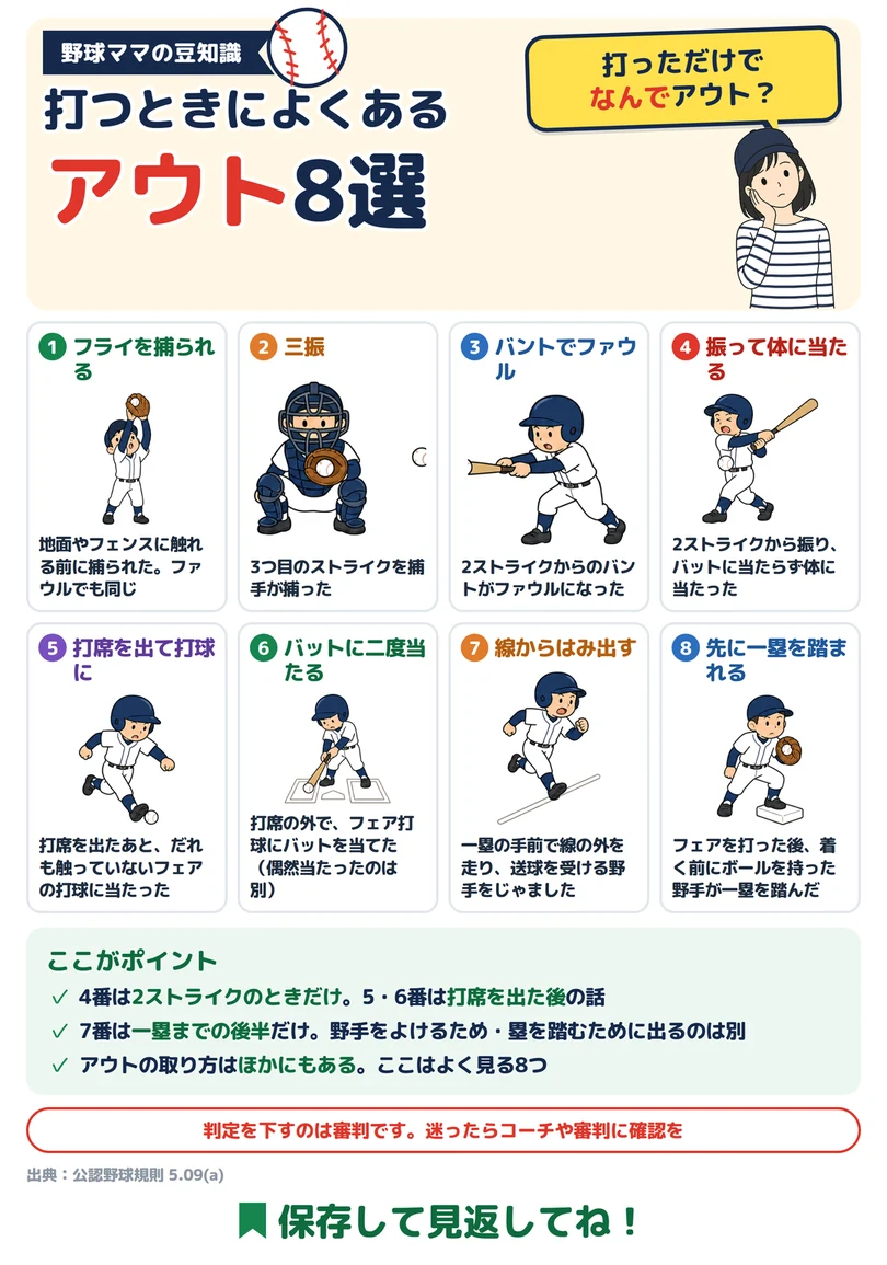 打つときによくあるアウト8選の図解